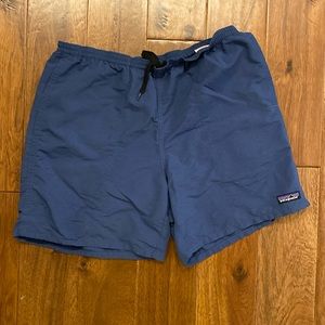 Men’s blue drawstring Patagonia swim trunks size medium